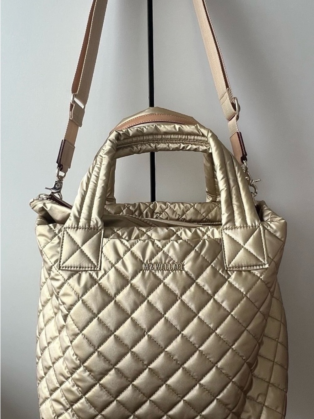 MZ Wallace Quilted Metallic Gold Hobo Tote - Picture 4 of 5